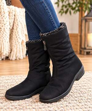 Toe Warmers Women's Black Fleece Lined Winter Boots Size 12 Side Zip Canada